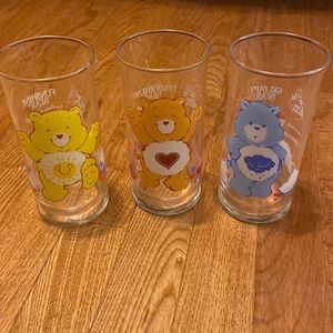 Vintage 1983 Care Bears Collector's Series Pizza Hut Drinking Glasses